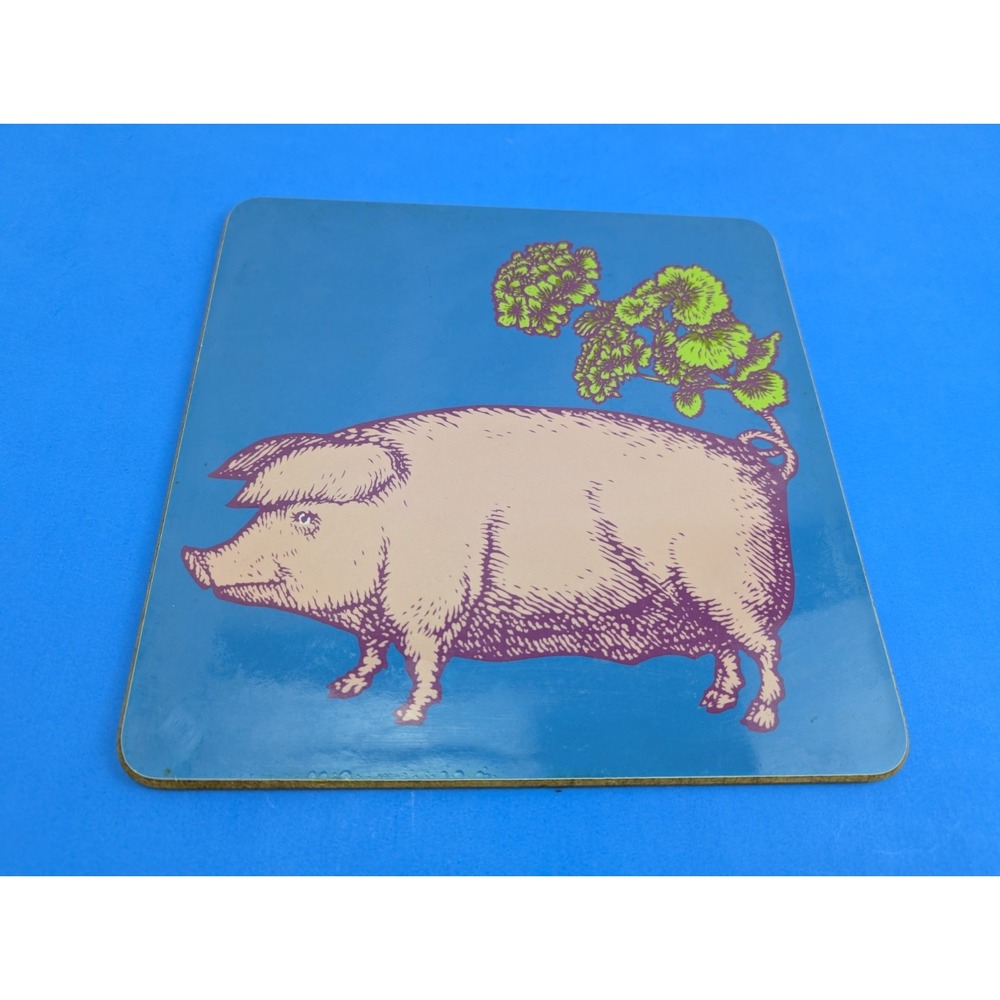 Avenida Home Puddin'head Placemat Trivet Pig Flowers 9.5" X 9.5"